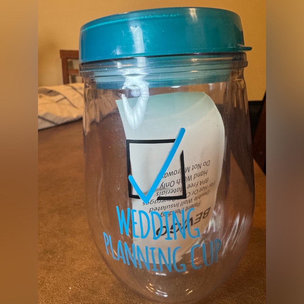 NWT Bev/Go Wedding Planning Cup. Double Wall Insulated. BPA Free.